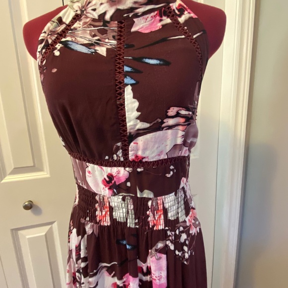Jaase Endless Summer Floral Burgundy Dress Size Large - Picture 5 of 6